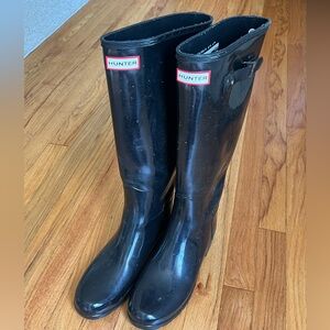 Hunter Women’s original Tall Rain Boots  Black  Size 9 excellent condition